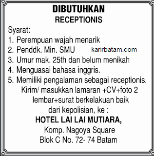 Lowongan Kerja Hotel Lai Lai Mutiara