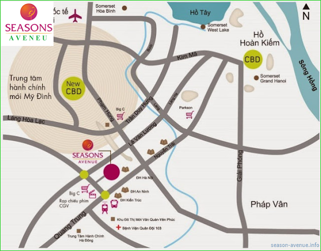 Cơ hội đầu tư hấp dẫn tại dự án Seasons Avenue Mỗ Lao Vị trí dự án chung cư Seasons Avenue - Mỗ Lao
