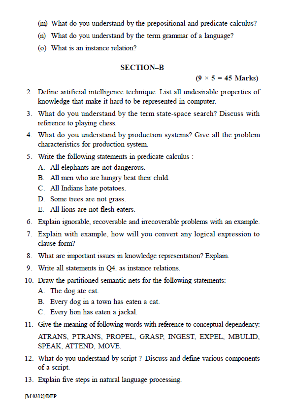 University of Calcutta BCA ARTIFICIAL INTELLIGENCE 2010 Question Paper
