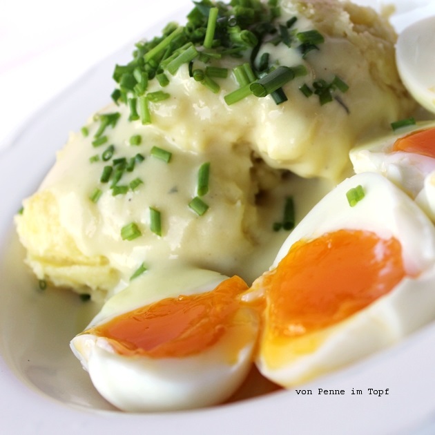 Penne im Topf: Eier in Senfsauce mit Kartoffelpüree