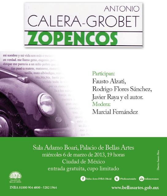 Presentación de la novela "Zopencos" en el Palacio de Bellas Artes