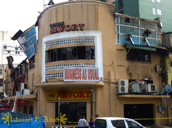 Savory Restaurant along Kalye Escolta, Manila after the fire last Thursday