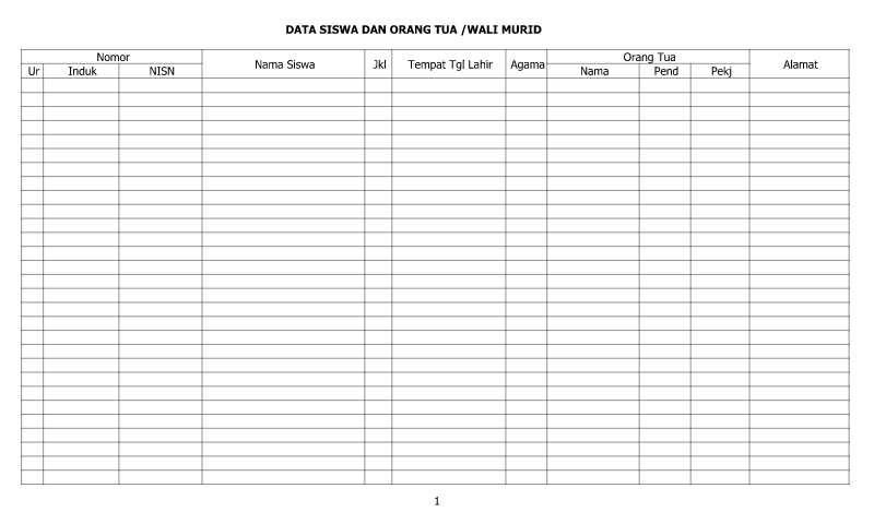 Download Contoh Format Data Siswa Dan Orang Tua Wali Murid untukAdministrasi Guru SD/MI-SMP/MTs-SMA/SMK/MA