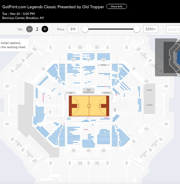 Checking on the Legends Classic, which fills less than the Barclays Center's capacity