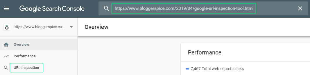 Google URL Inspection Tool