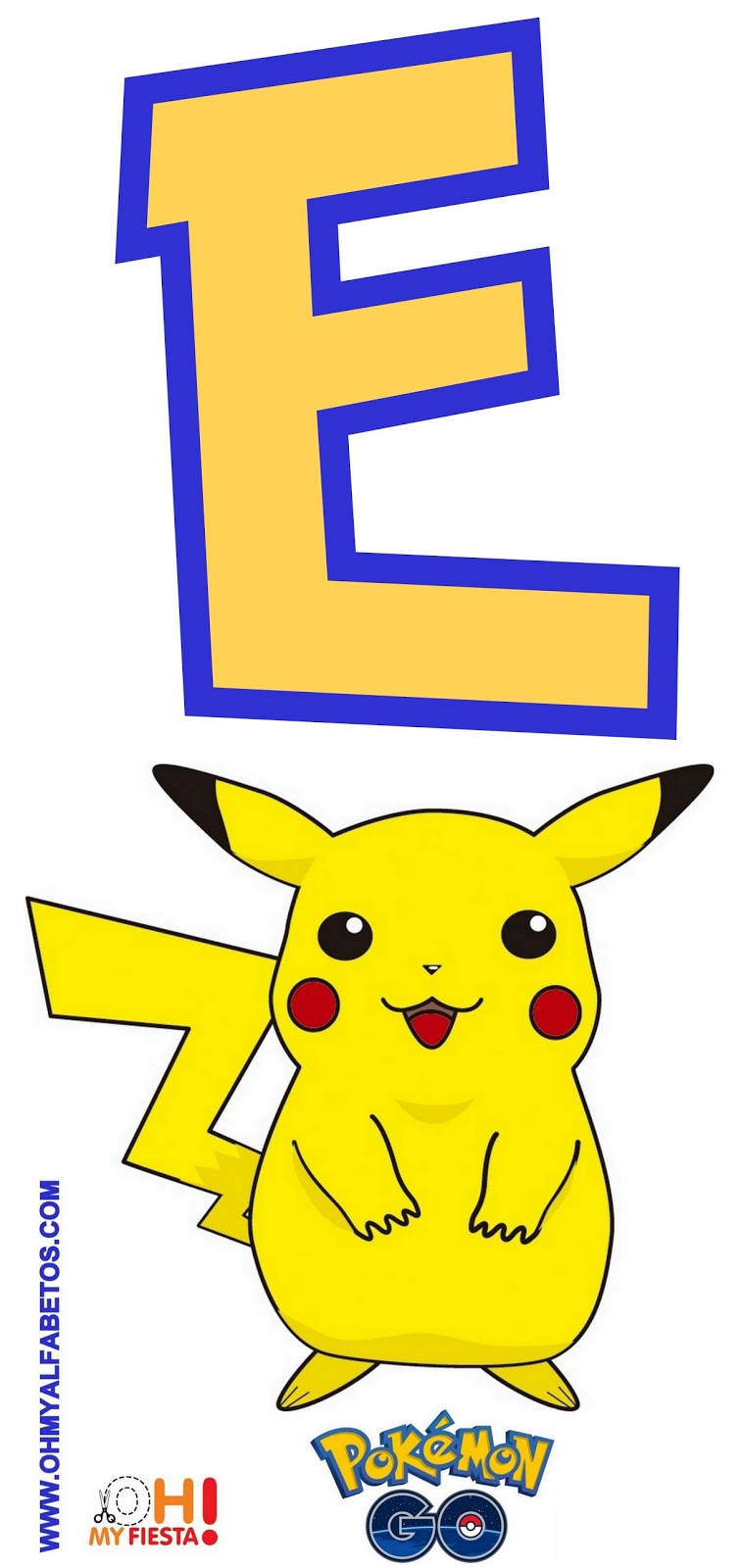 Alfabeto de Pikachu de Pokemon Go Gratis. - Oh my Alfabetos!
