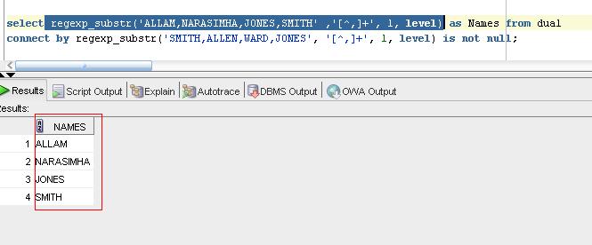 comma string separated oracle obiee sql allam intelligence business query iterates searches above through