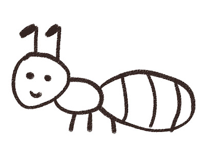 アリのイラスト（虫） モノクロ線画