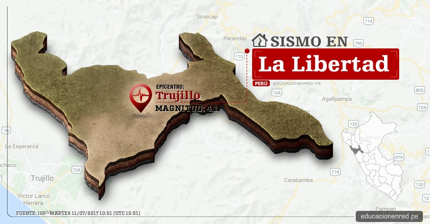Temblor en La Libertad de 4.1 Grados (Hoy Martes 11 Julio 2017) Sismo EPICENTRO Trujillo - IGP - www.igp.gob.pe Temblor en La Libertad de 4.1 Grados (Hoy Martes 11 Julio 2017) Sismo EPICENTRO Trujillo - IGP - www.igp.gob.pe