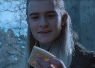 actor playing an elf in Lord of the Rings, holding waybread