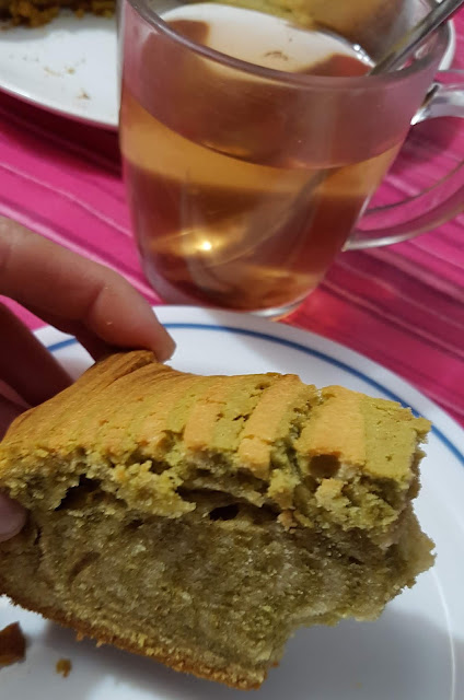 Gâteau zébré au thé vert et vanille;Gâteau zébré au thé vert et vanille