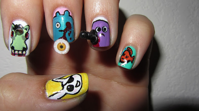 creepy, morbid, cute, silly, deadly, nail art, zombicorn, gross, adorable