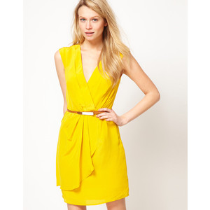neon yellow cocktail dress