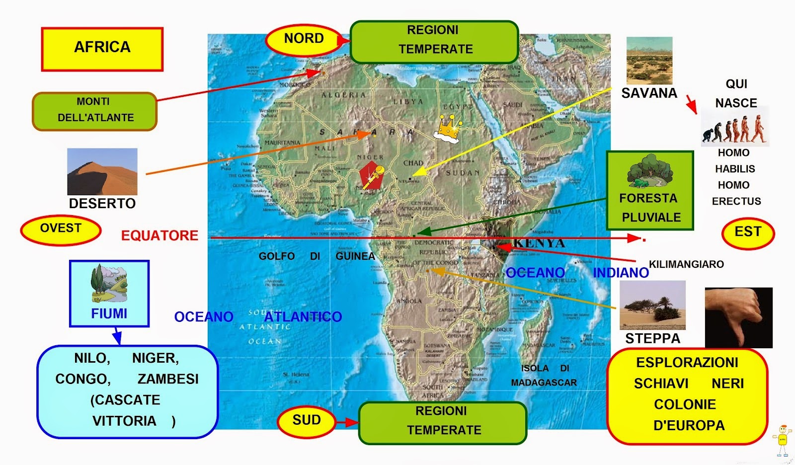 Mappa Dell africa Con Rilievi Del Terreno
