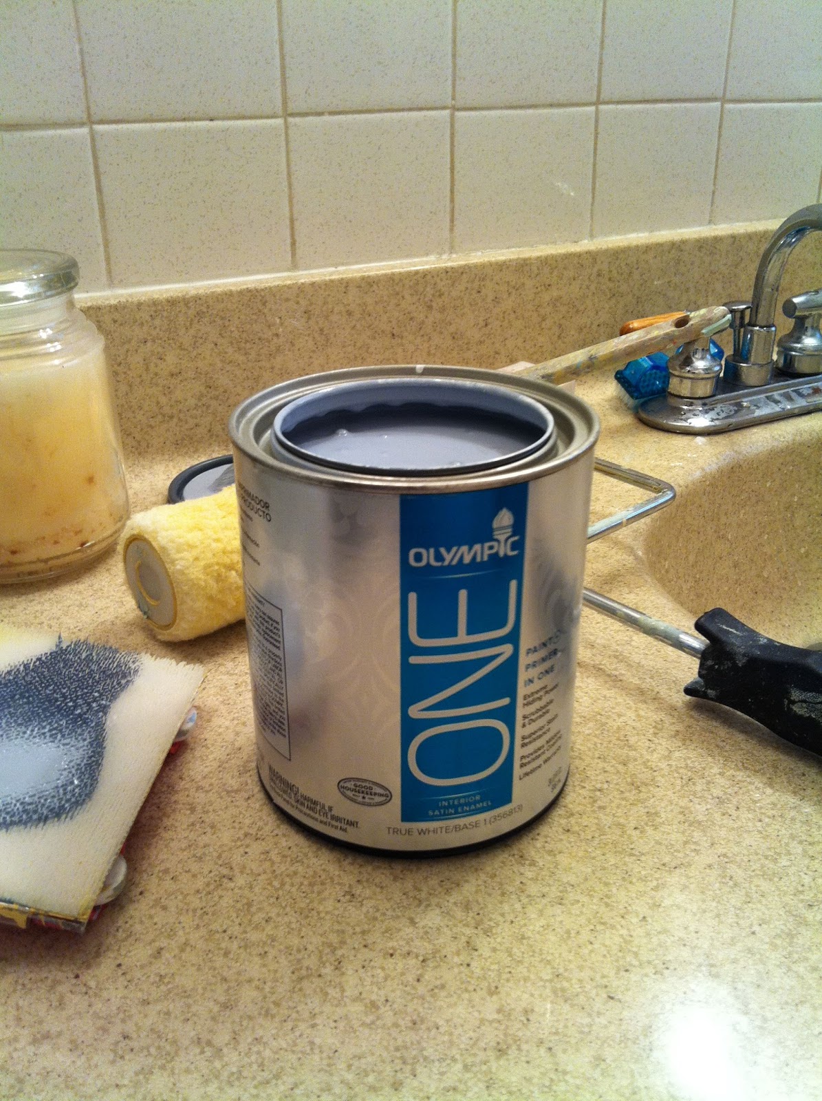 The Pfaff Pfix Lowe's Olympic One Paint, in Sherwin Williams Aleutian