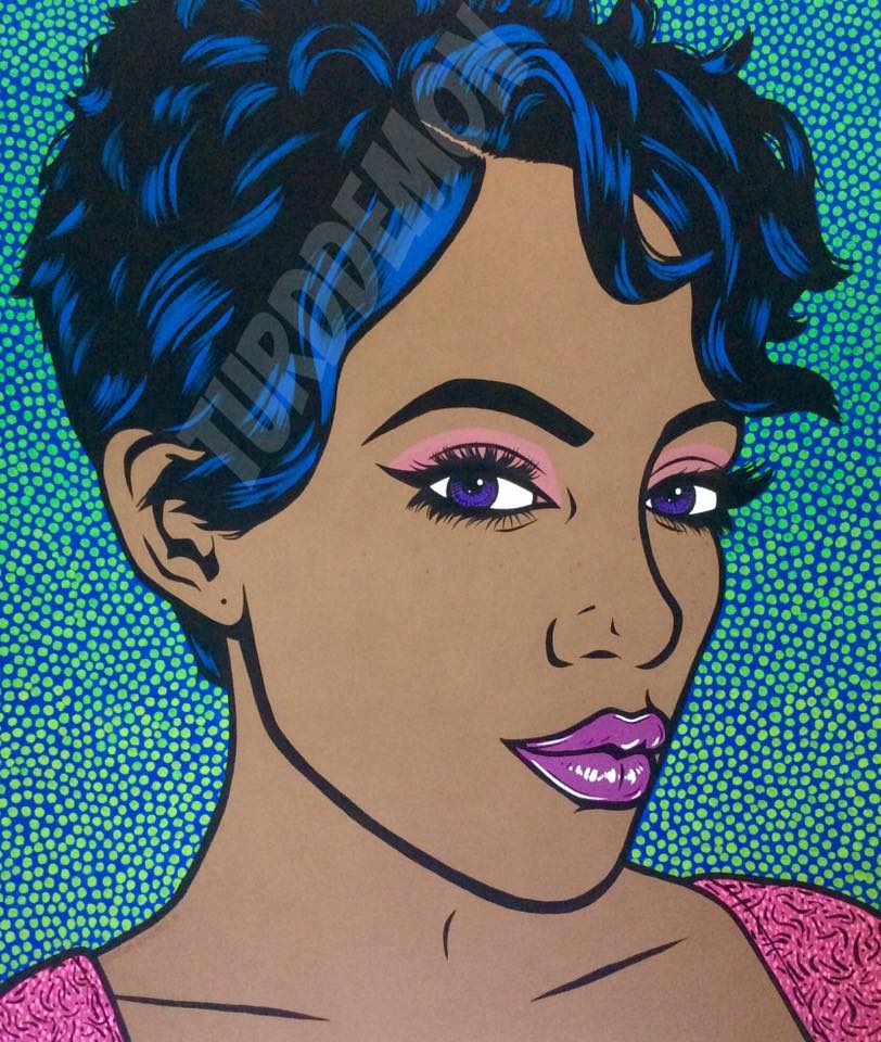 4ft x 4ft pop art original comic woman girl painting black model