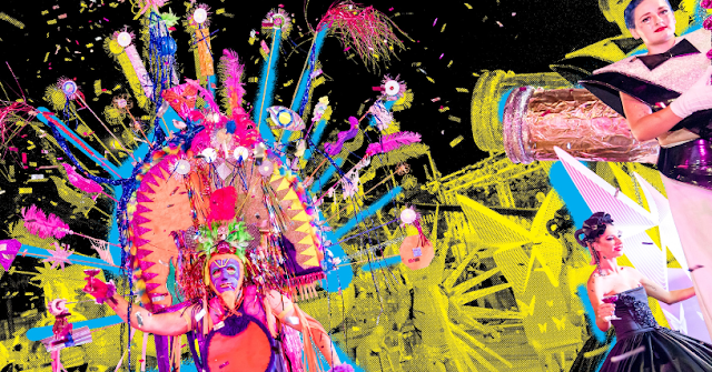 Vibrant display of Mardi Gras 2019-themed footwear