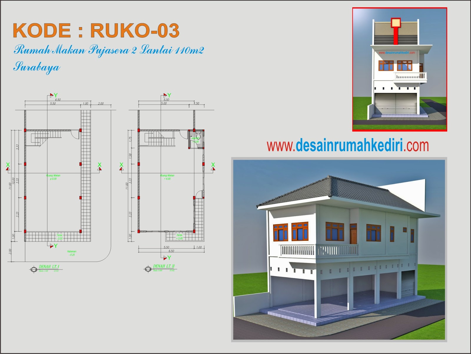 RUKO 03 Rumah Makan Pujasera 2 Lantai Surabaya Jasa 
