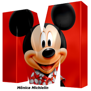 Abecedario 3D con la Cara de Mickey. Mickey Letters.