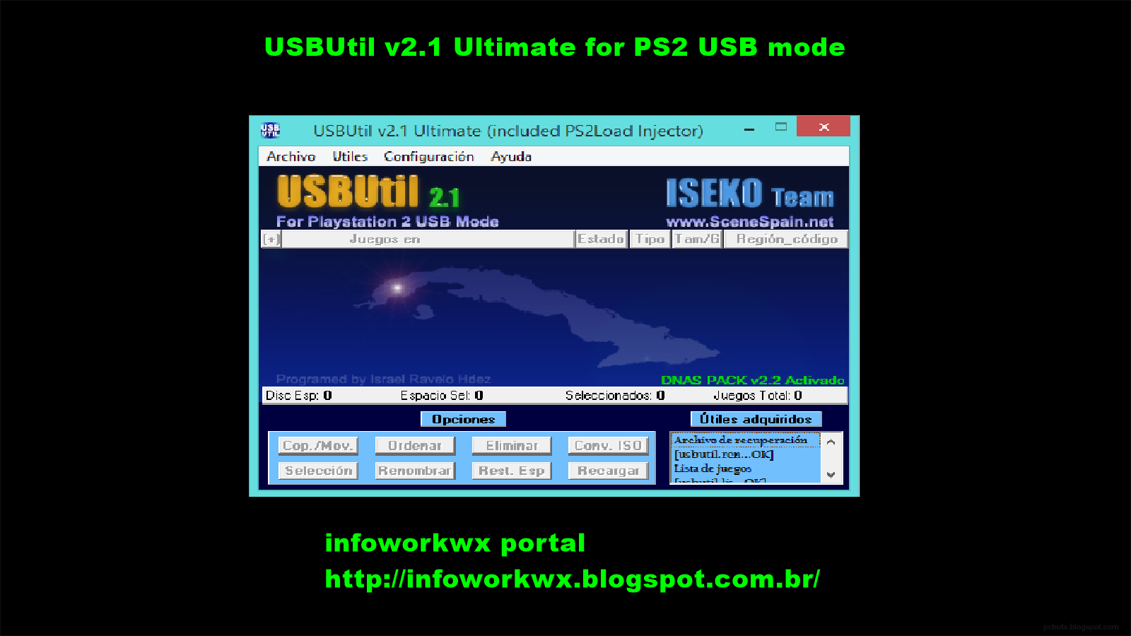 usbutil 2.1 for playstation 2 usb mode