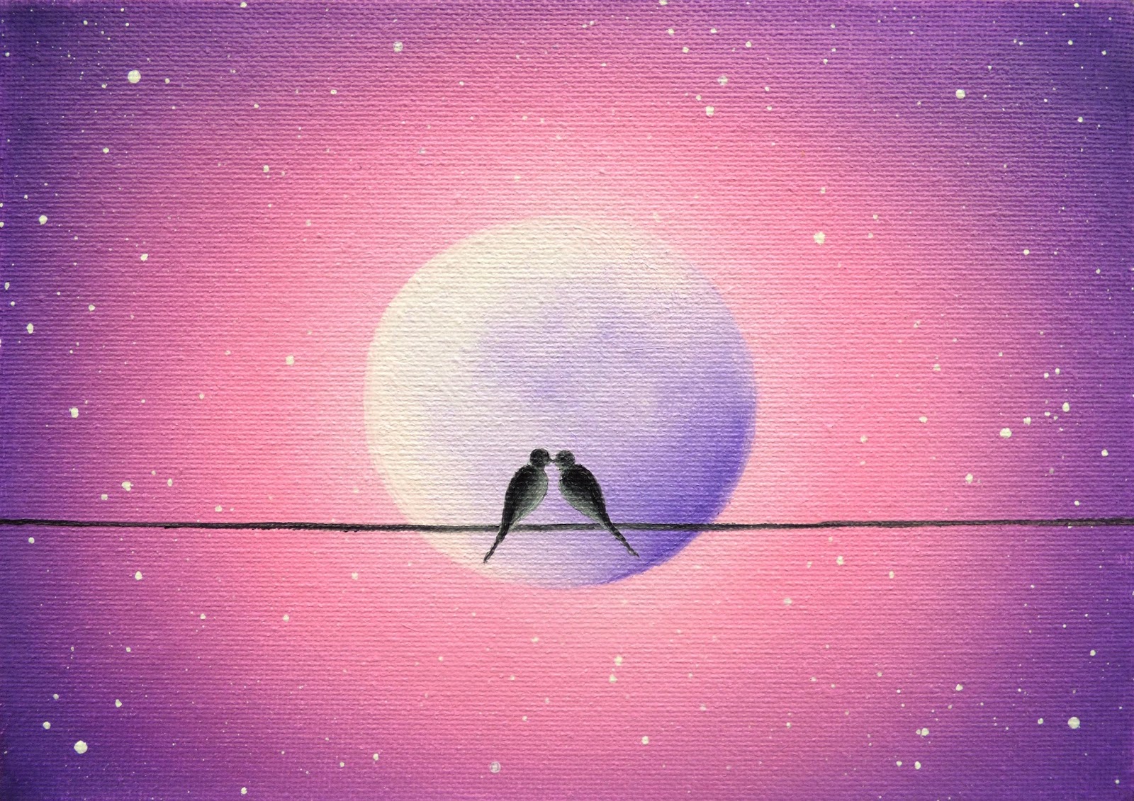 Birds On A Wire Painting Bird Painting Oil Painting