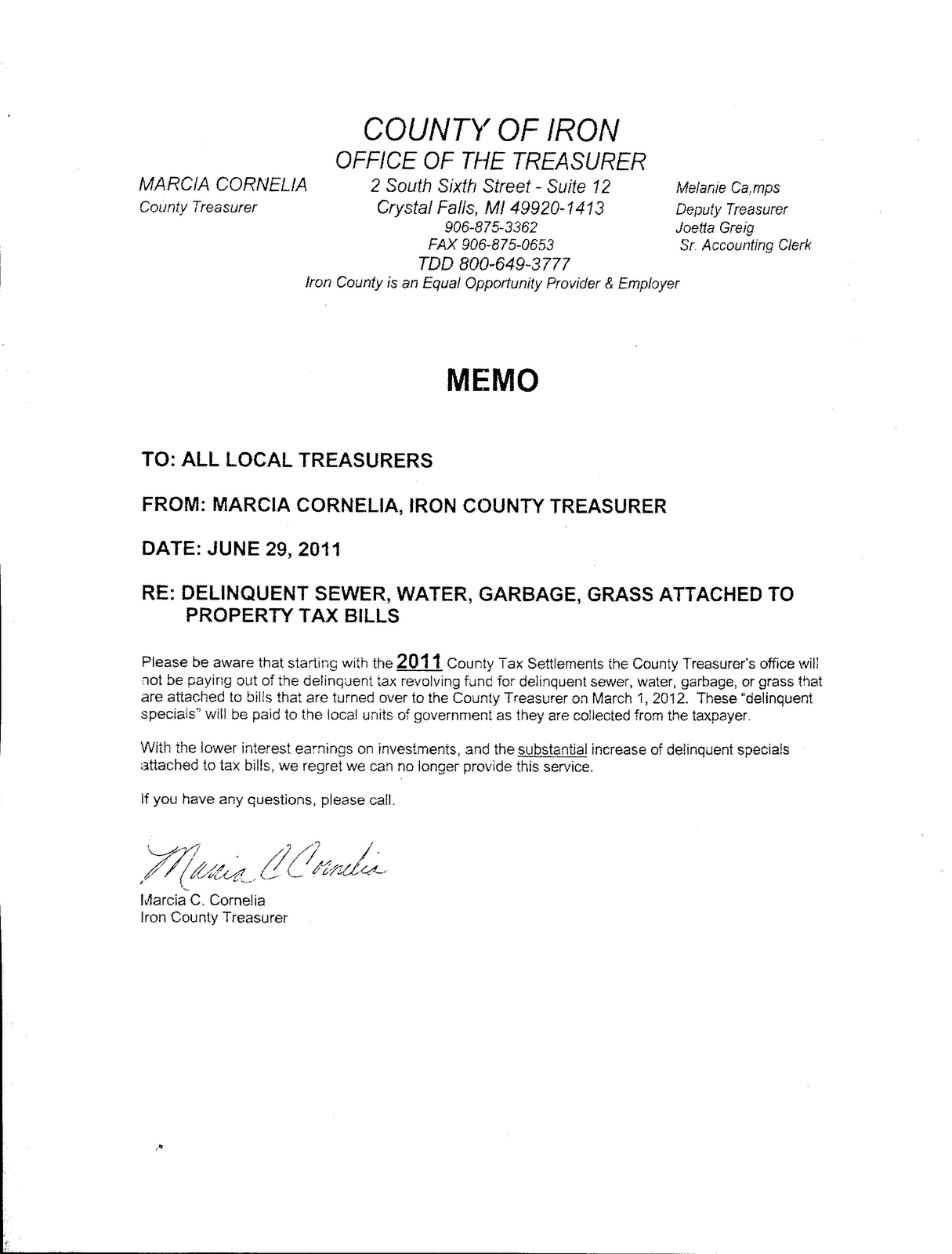 Iron County Doings An Important Change (Service Models page 2)