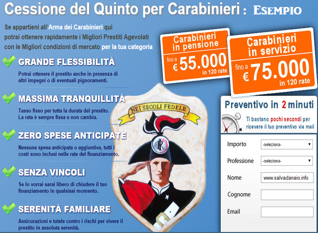 Cessione del quinto per Carabinieri: Convenzione finanziaria