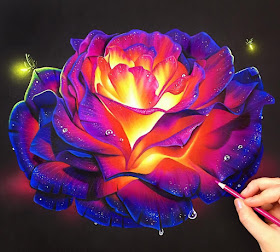 01-Glowing-Rose-Morgan-Davidson-Eclectic-Collection-of-Realistic-Drawings-www-designstack-co
