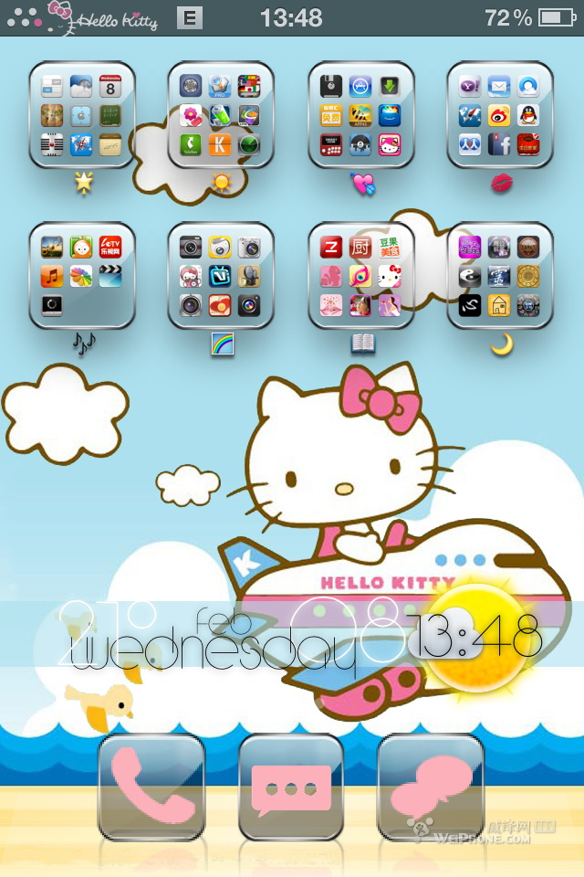 I love Kawaii Cute Hello Kitty Theme For IPhone