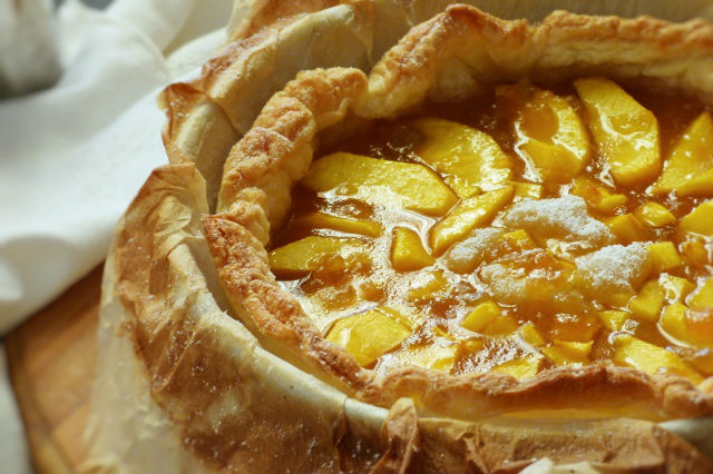 tarta de melocotón y mermelada