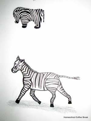Zebras on the Virtual Refrigerator, an art link-up hosted by Homeschool Coffee Break @ kympossibleblog.blogspot.com