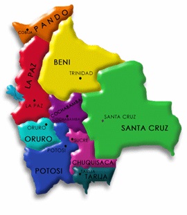 Mapa de Bolivia, división territorial