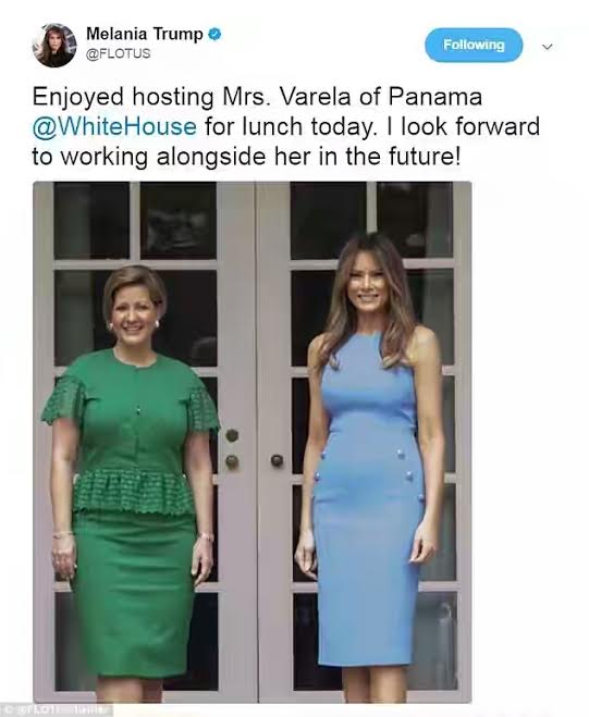 Melania Trump rocks chic blue dress and Louboutin heels as the First ...