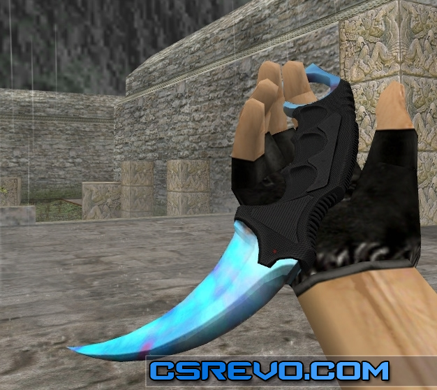 Skin Knife Karambit Case Hardened Blue Gem (CSGO) HD para CS 1.6