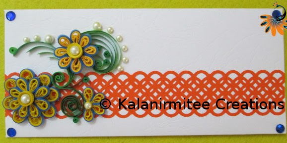 Envelope with quilled flowers..