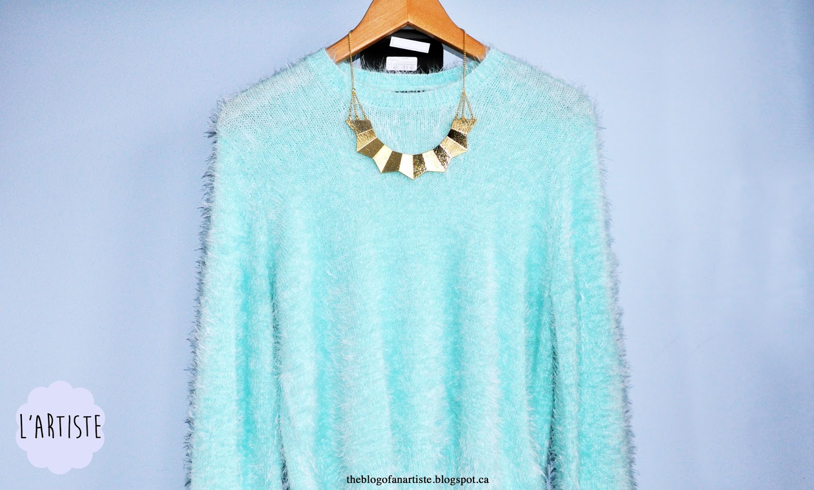 Pale Blue Knitted Fluffy Crew Jumper – $14.00 USD (Was $76.00 USD)