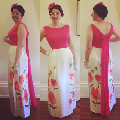 Gail Carriger in Vintage 1960s Pink Maxi Dress for Sumage Solution Book Launch