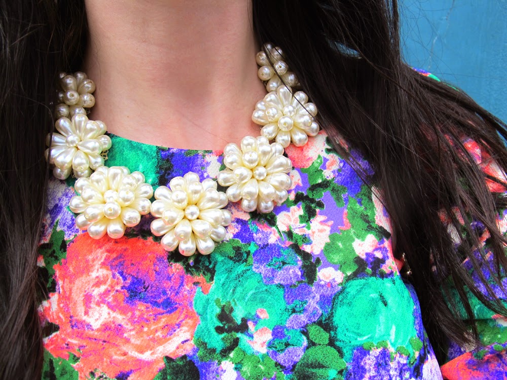 London fashion blogger Emma Louise Layla wearing River Island floral print dress