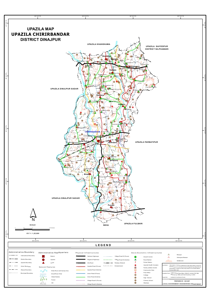Chirirbandar Upazila Map Dinajpur District Bangladesh