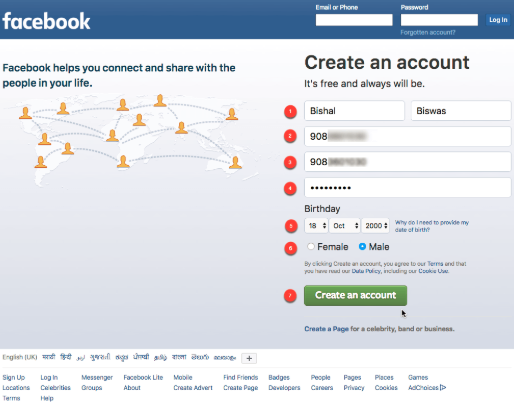 Facebook New Account Create