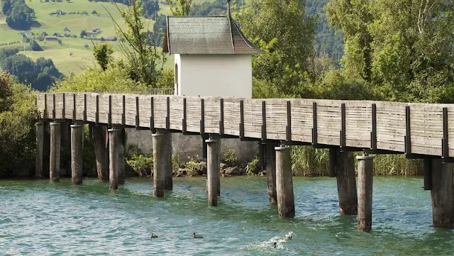 Half-day trip from Zurich in Rapperswil - wooden boardwalk over Lake Zurich