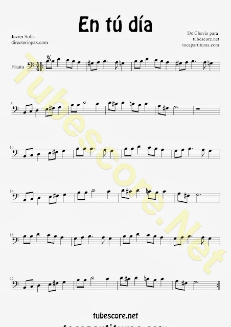   En tu Día Partitura para Instrumentos con Clave de Fa en 4a Línea para Trombón Tuba Bombardino Chelo Fagot... Sheet Music for trombone tube euphonium cello bassoon