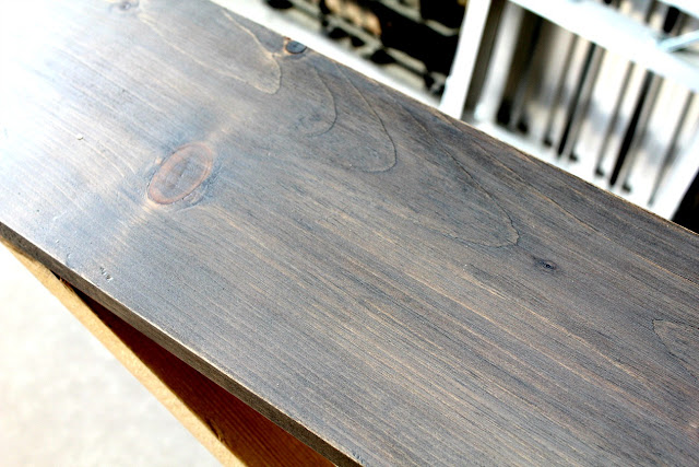 DIY sofa table - cerusing