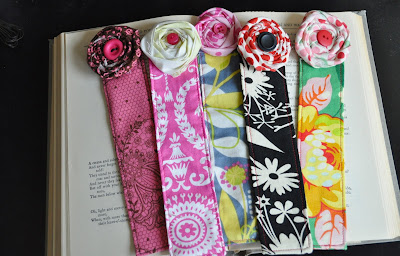 fabric flowers bookmarks