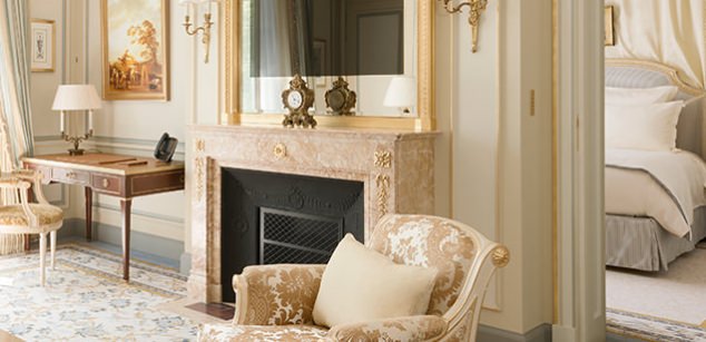 Tour the renovated romantic Ritz Paris Breathtaking feminine romantic suite with fireplace in renovated Ritz Paris