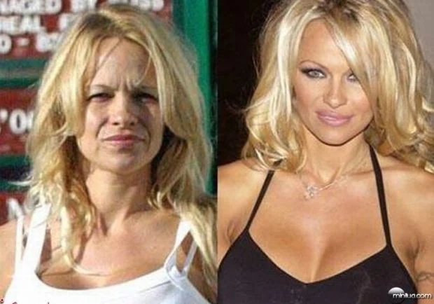 Famosas antes e depois da maquiagem