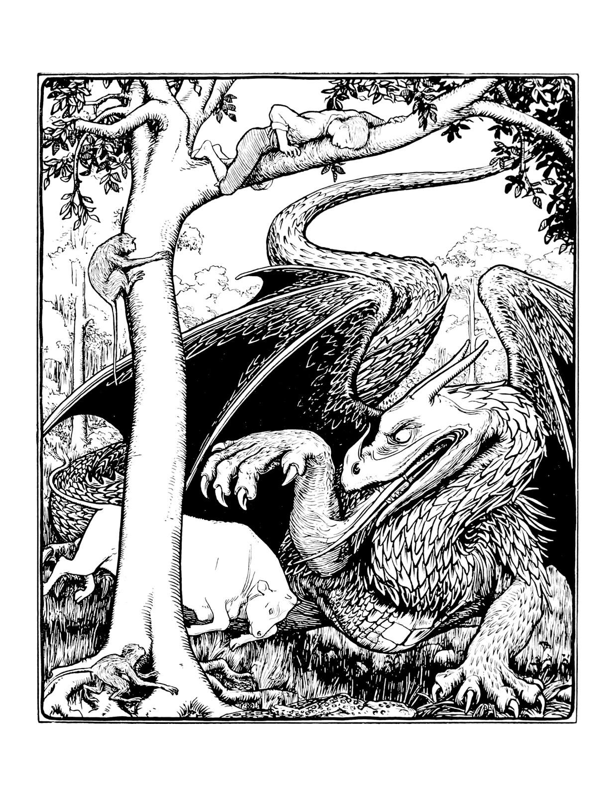 Plush Possum Studio: Free Scary Dragon Coloring Page