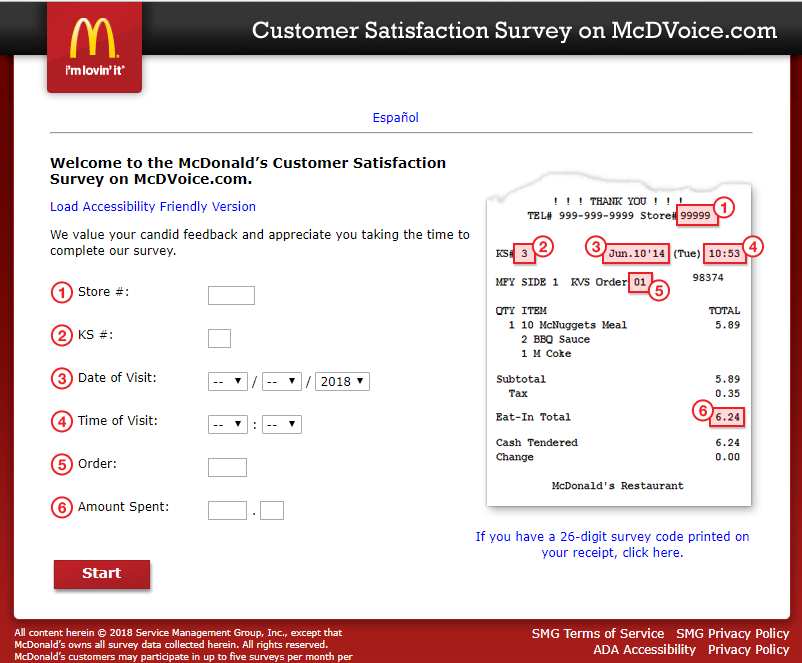Mcdvoice Conm– Mcdonalds Customer Survey McDonald's Survey - www ...