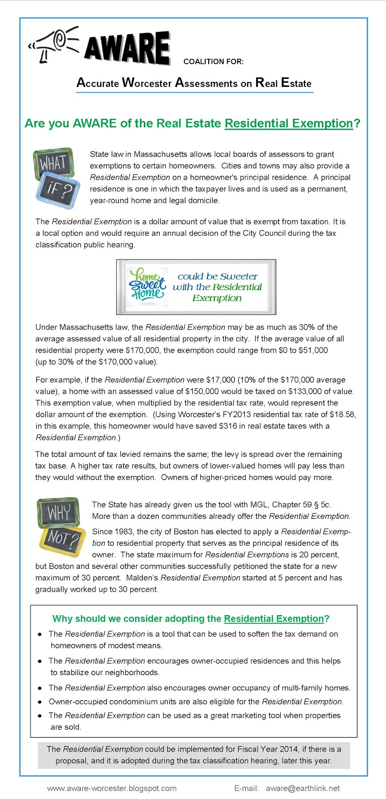 AWARE Accurate Worcester Assessments on Real Estate Are you AWARE of