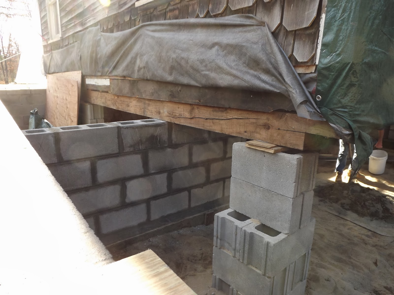 an tigin (the wee house): Prep for support beam